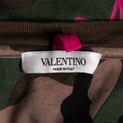 Valentino Green Camouflage and Star Printed Cotton Crew Neck T-Shirt XL
