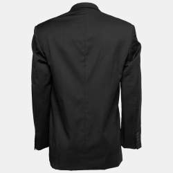 Valentino Vintage Black Wool Double Breasted Blazer L 