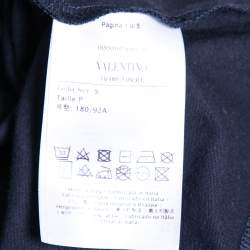 Pre Owned Valentino Navy Blue VLTN Printed Cotton Crewneck T-Shirt S