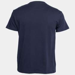 Pre Owned Valentino Navy Blue VLTN Printed Cotton Crewneck T-Shirt S