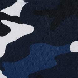 Pre Owned Valentino Blue Camouflage Cotton Pique Short Sleeve Polo T-Shirt XL
