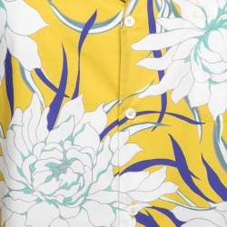 مملوكة مسبقًا Valentino Yellow Floral Printed Cotton Short Sleeve Shirt XXL