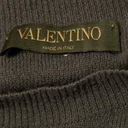 Valentino Green Camouflage Printed Cashmere Crew Neck Long Sleeve Sweater S