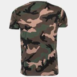 Pre Owned Valentino Green Camouflage Printed Cotton T-Shirt S