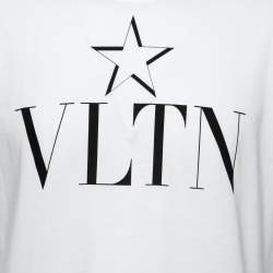 Valentino White Cotton Star Logo Print Crew Neck T-Shirt L