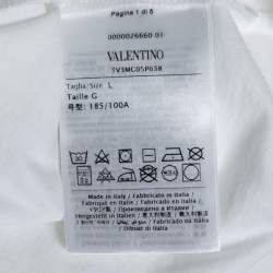 Valentino White Cotton Star Logo Print Crew Neck T-Shirt L