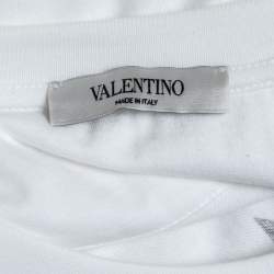 Valentino White Cotton Star Logo Print Crew Neck T-Shirt L