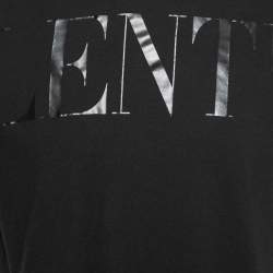Valentino Black Cotton Logo Printed Short Sleeve T-Shirt M