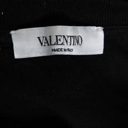 Valentino Black Cotton Logo Printed Short Sleeve T-Shirt M