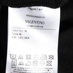 Valentino Black Cotton Logo Printed Short Sleeve T-Shirt M