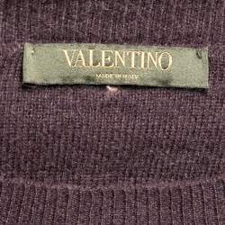Valentino Burgundy Camouflage Intarsia Knit Cashmere Crew Neck Sweater M