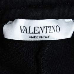 Valentino Black Logo Print Cotton Shorts S
