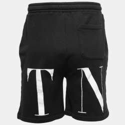 Valentino Black Logo Print Cotton Shorts S