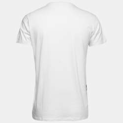 Pre Owned Valentino White Giraffe Logo Printed Cotton Short Sleeve T-Shirt M