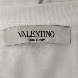 Pre Owned Valentino White Giraffe Logo Printed Cotton Short Sleeve T-Shirt M
