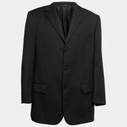 Pre Owned Valentino Vintage Black Wool Single-Breasted Blazer 2XL