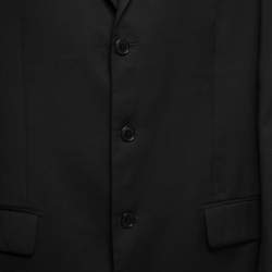 Pre Owned Valentino Vintage Black Wool Single-Breasted Blazer 2XL