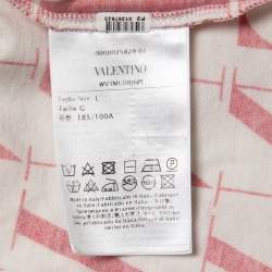 Pre Owned Valentino White & Red Logo Printed Cotton Short Sleeve T-Shirt L
