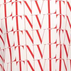 Pre Owned Valentino White & Red Logo Printed Cotton Short Sleeve T-Shirt L