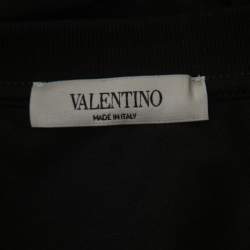 Valentino Black Jersey Flower Appliqué Crew Neck T-Shirt XXL