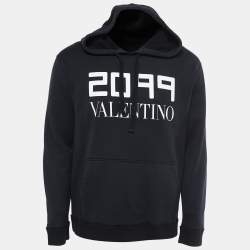 Pre Owned Valentino Black 2099 Printed Cotton Hoodie L