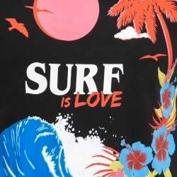 Pre Owned Valentino Black Surf Print Cotton T-Shirt S