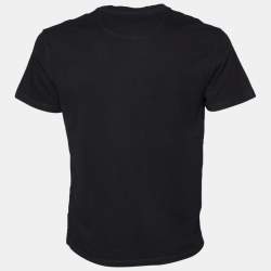 Pre Owned Valentino Black VLTN Printed Cotton Knit Crewneck T-Shirt M