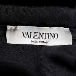 Pre Owned Valentino Black VLTN Printed Cotton Knit Crewneck T-Shirt M