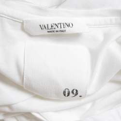 Pre Owned Valentino White Cotton Studded Crewneck T-Shirt L