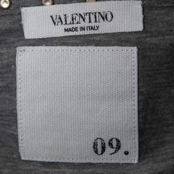 Valentino Grey Cotton Rockstud Detail Crewneck T-Shirt XL