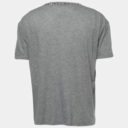 Valentino Grey Cotton Rockstud Detail Crewneck T-Shirt XL