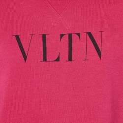 Pre Owned Valentino Pink VLTN Print Cotton Long Sleeve Sweatshirt L