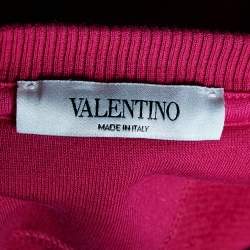 Pre Owned Valentino Pink VLTN Print Cotton Long Sleeve Sweatshirt L