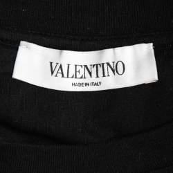 Valentino Black VLogo Printed Cotton Half Sleeve Crewneck T-Shirt S