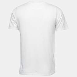 Pre Owned Valentino White Cotton Logo Print Crew Neck Half Sleeve T-Shirt S