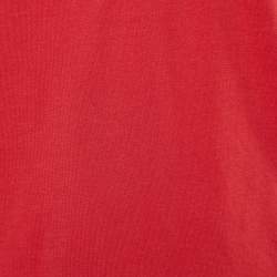 Pre Owned Valentino Red Signature Logo Embellished Cotton Knit T-Shirt S