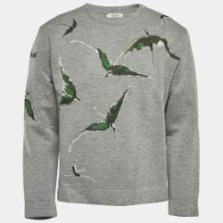 Pre Owned Valentino Grey Graphic Print Modal Crew Neck Sweater M