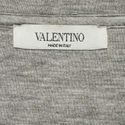Pre Owned Valentino Grey Graphic Print Modal Crew Neck Sweater M