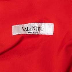 Pre Owned Valentino Red Taffeta Flower Logo Long Sleeve Shirt XL