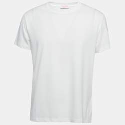 Pre Owned Valentino White Cotton Crew Neck Half Sleeve T-Shirt M