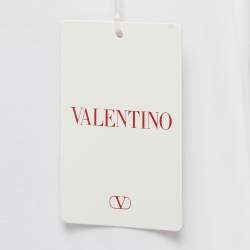 Pre Owned Valentino White Cotton Crew Neck Half Sleeve T-Shirt M