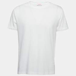 Pre Owned Valentino White Cotton Crew Neck Half Sleeve T-Shirt M