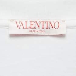 Pre Owned Valentino White Cotton Crew Neck Half Sleeve T-Shirt M