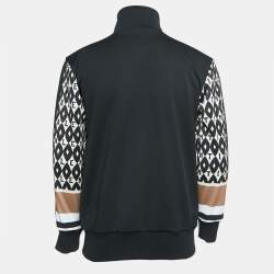 Valentino Black Logo Print Synthetic Zip Front Jacket S