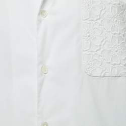 Pre Owned Valentino White Logo Print Cotton Half Sleeve Oversized Shirt M