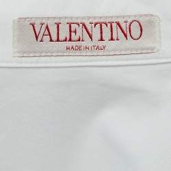 Pre Owned Valentino White Logo Print Cotton Half Sleeve Oversized Shirt M