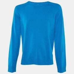 مملوكة مسبقًا Valentino Blue Cashmere Knit Roundneck Sweater L