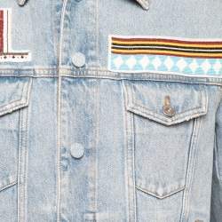 Valentino Blue Denim Bead Embroidered Button Front Jacket S