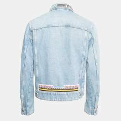 Valentino Blue Denim Bead Embroidered Button Front Jacket S