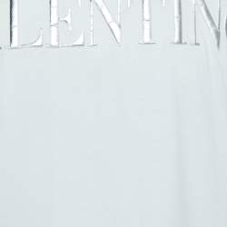 Pre Owned Valentino White/Metallic Cotton Logo-Embossed T-Shirt XL